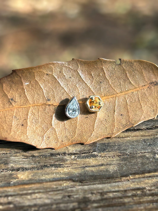 Milk & Honey Diamond & Sapphire Studs 🥛🍯